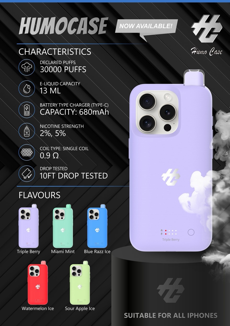 Cás Humo do chlúdach teileafóin iPhone 15